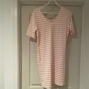 Dudley Stephen's size medium stretchy pink and white striped dress